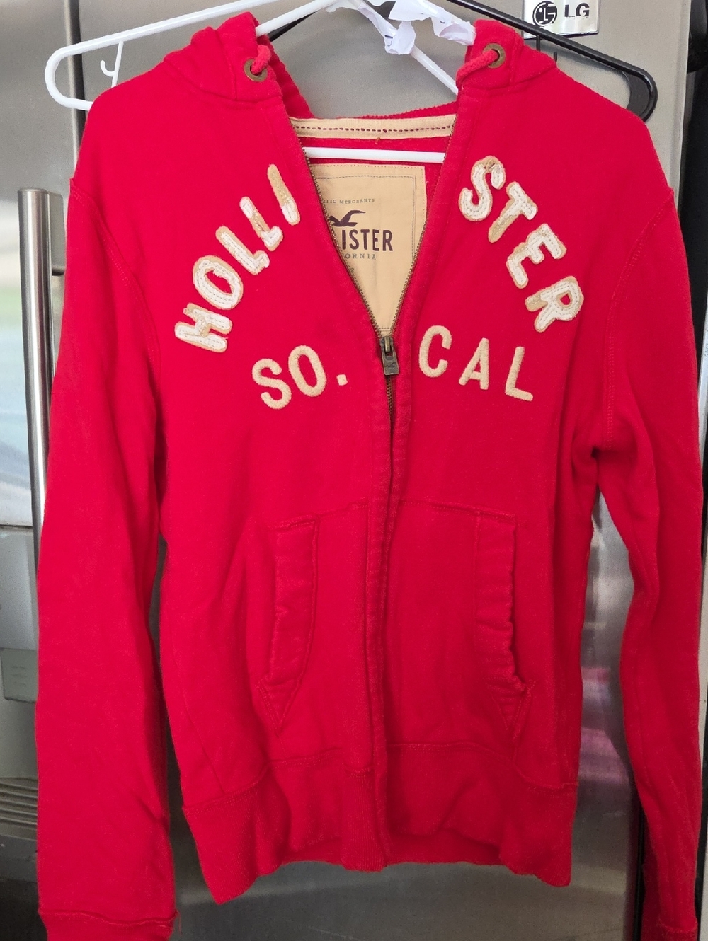 Hollister Bright Red So. Cal Zip Hoodie